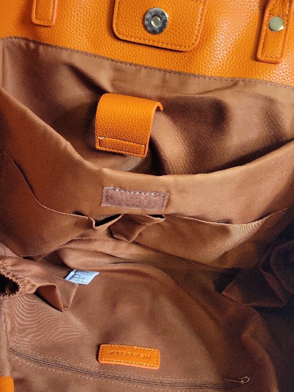 Orange Pebbled Tote with Ring Accent - Picture 7 of 8